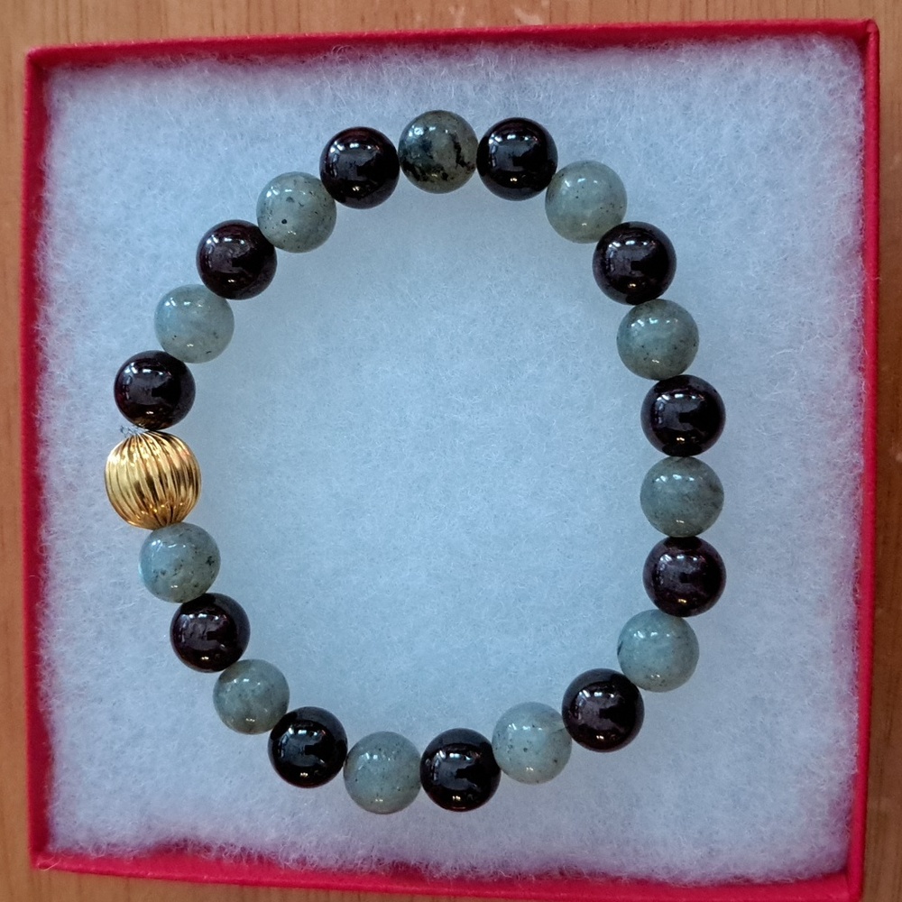 Garnet & Labradorite Stone Bracelet
